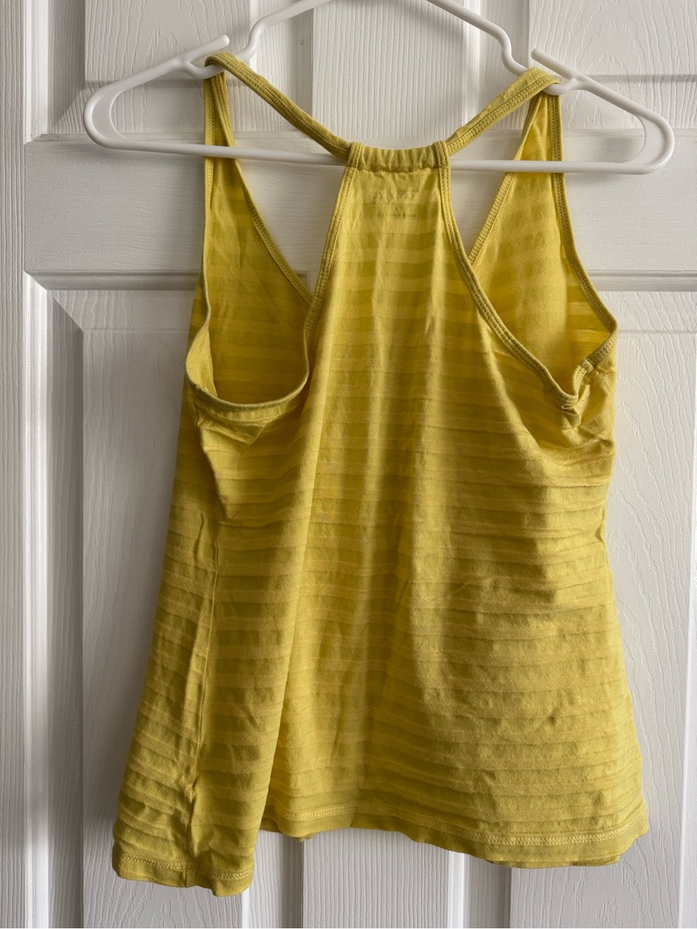 New York & Company Comfort Zone Yellow Striped Henley Tank Top Size S - Picture 4 of 5